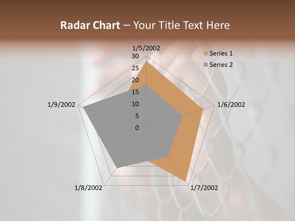 A Person Holding A Chain Link Fence With Their Hands PowerPoint Template