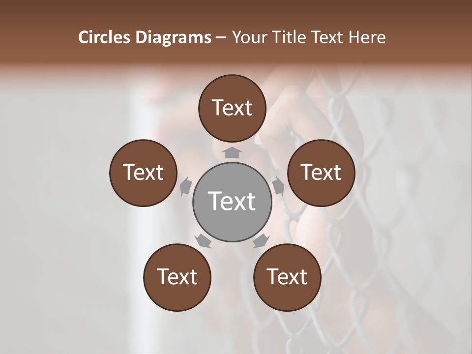 A Person Holding A Chain Link Fence With Their Hands PowerPoint Template