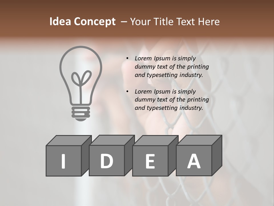 A Person Holding A Chain Link Fence With Their Hands PowerPoint Template