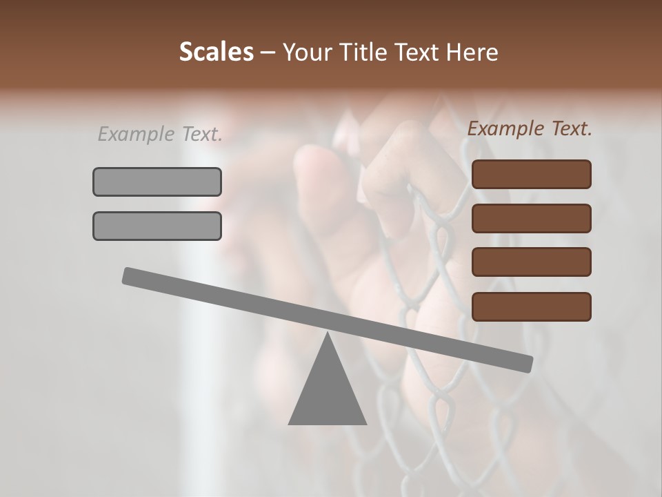 A Person Holding A Chain Link Fence With Their Hands PowerPoint Template
