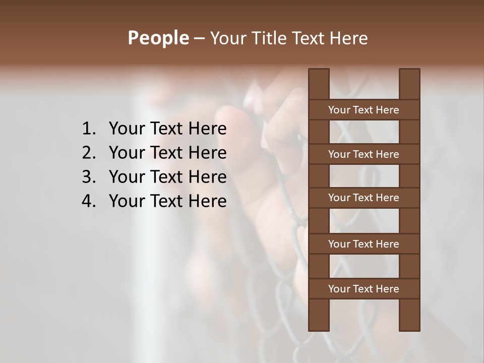 A Person Holding A Chain Link Fence With Their Hands PowerPoint Template
