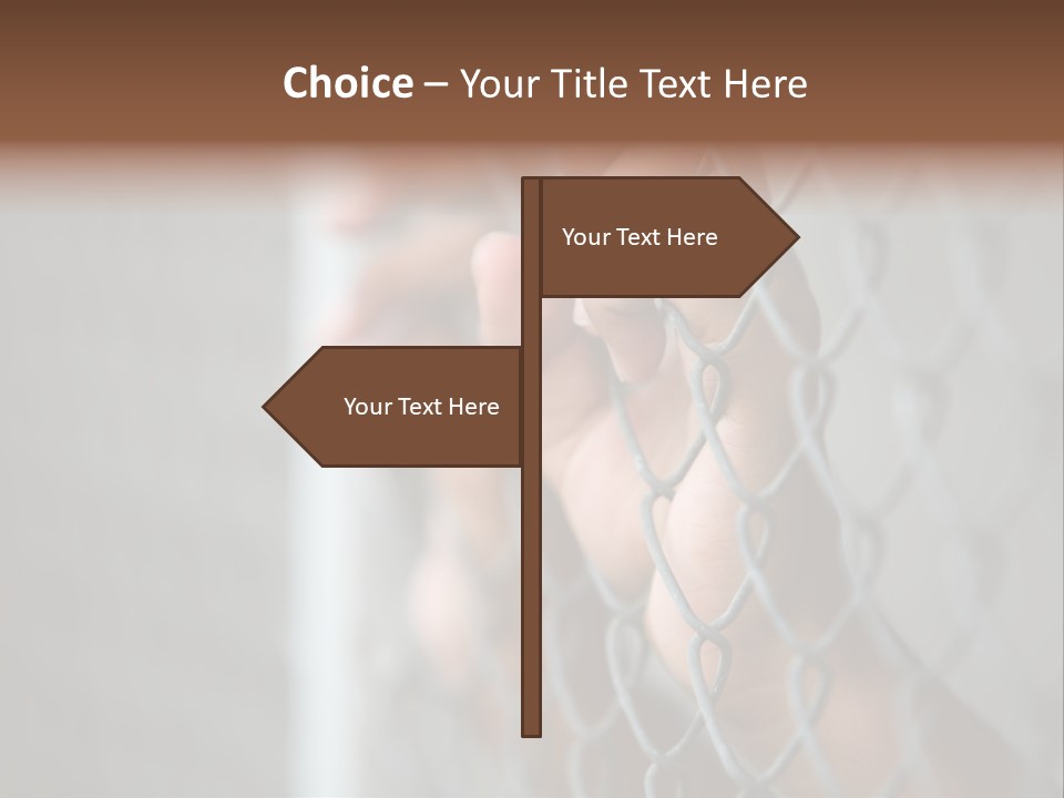 A Person Holding A Chain Link Fence With Their Hands PowerPoint Template