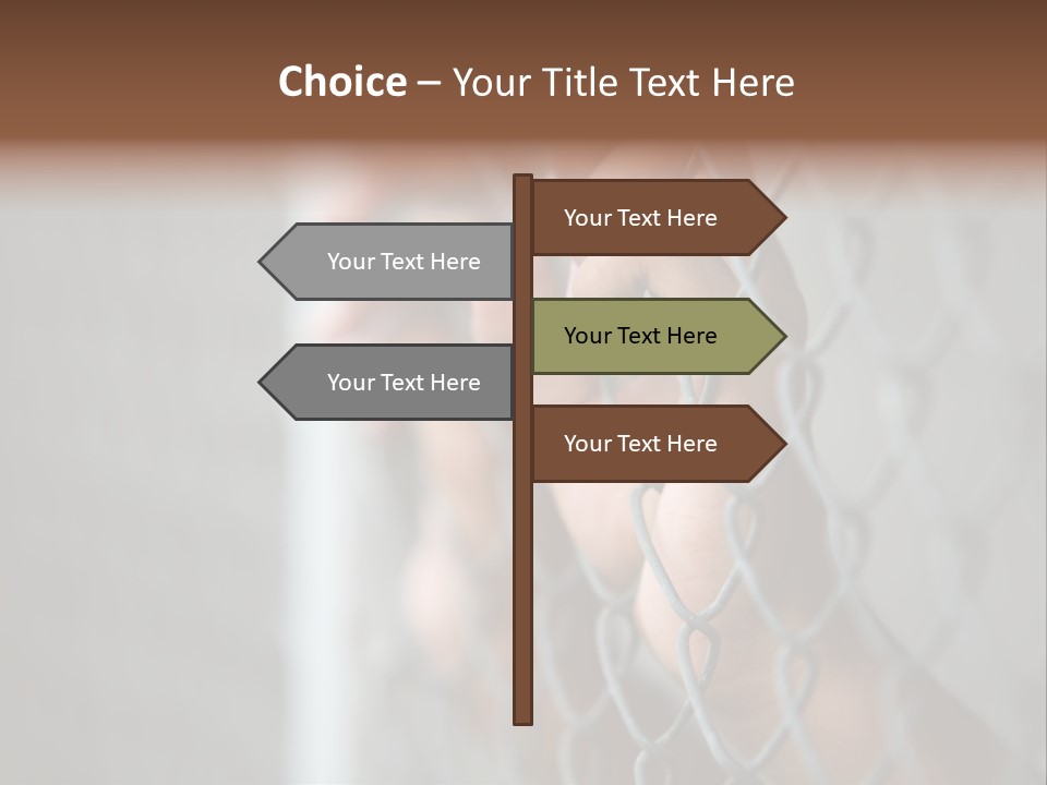 A Person Holding A Chain Link Fence With Their Hands PowerPoint Template