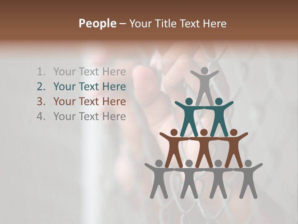A Person Holding A Chain Link Fence With Their Hands PowerPoint Template