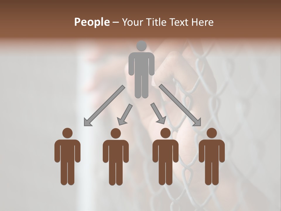 A Person Holding A Chain Link Fence With Their Hands PowerPoint Template
