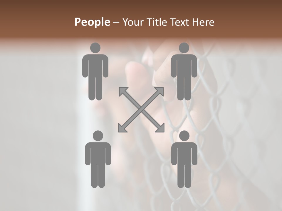 A Person Holding A Chain Link Fence With Their Hands PowerPoint Template