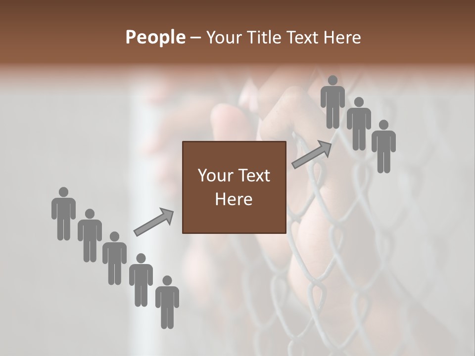 A Person Holding A Chain Link Fence With Their Hands PowerPoint Template