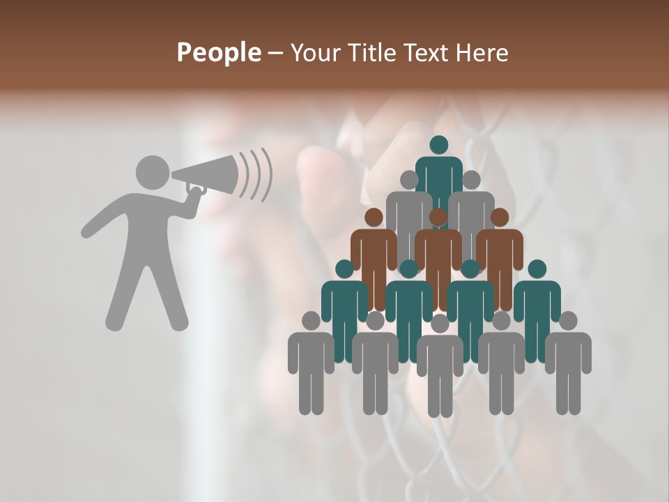 A Person Holding A Chain Link Fence With Their Hands PowerPoint Template