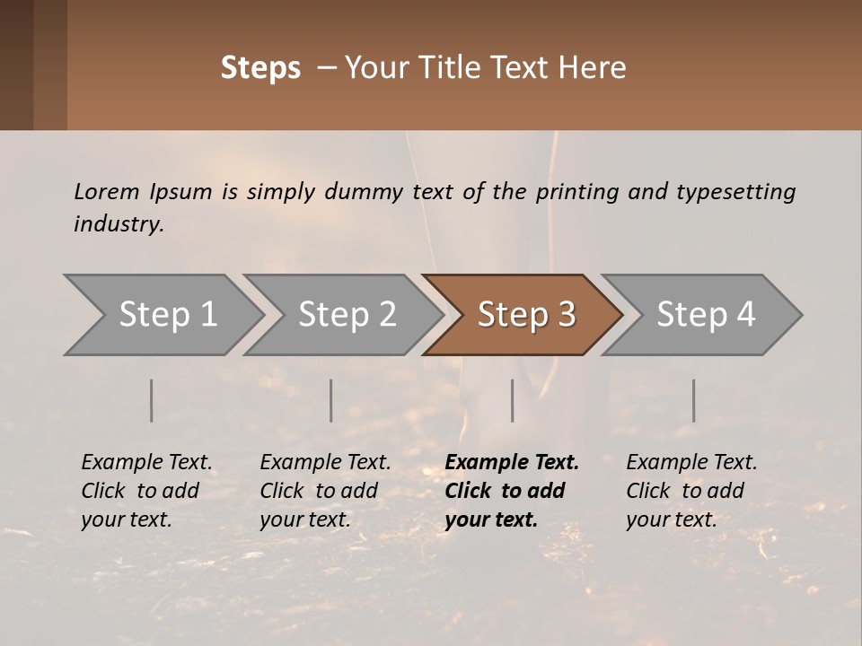 A Woman Walking Down A Dirt Road With Her Foot In The Air PowerPoint Template
