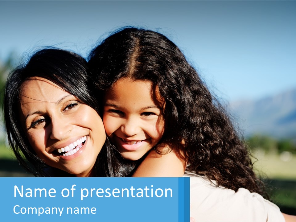 A Mother And Daughter Are Smiling For The Camera PowerPoint Template