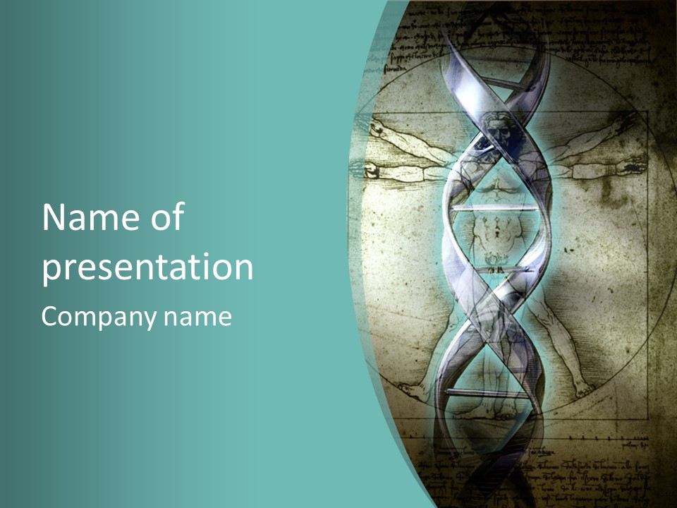 A Blue And Green Background With A Picture Of A Double - Stranded Strand Of PowerPoint Template