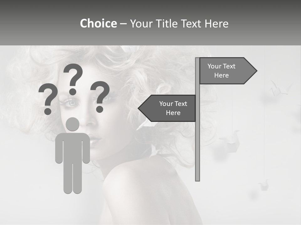 A Woman With Blonde Hair Is Posing For A Picture PowerPoint Template