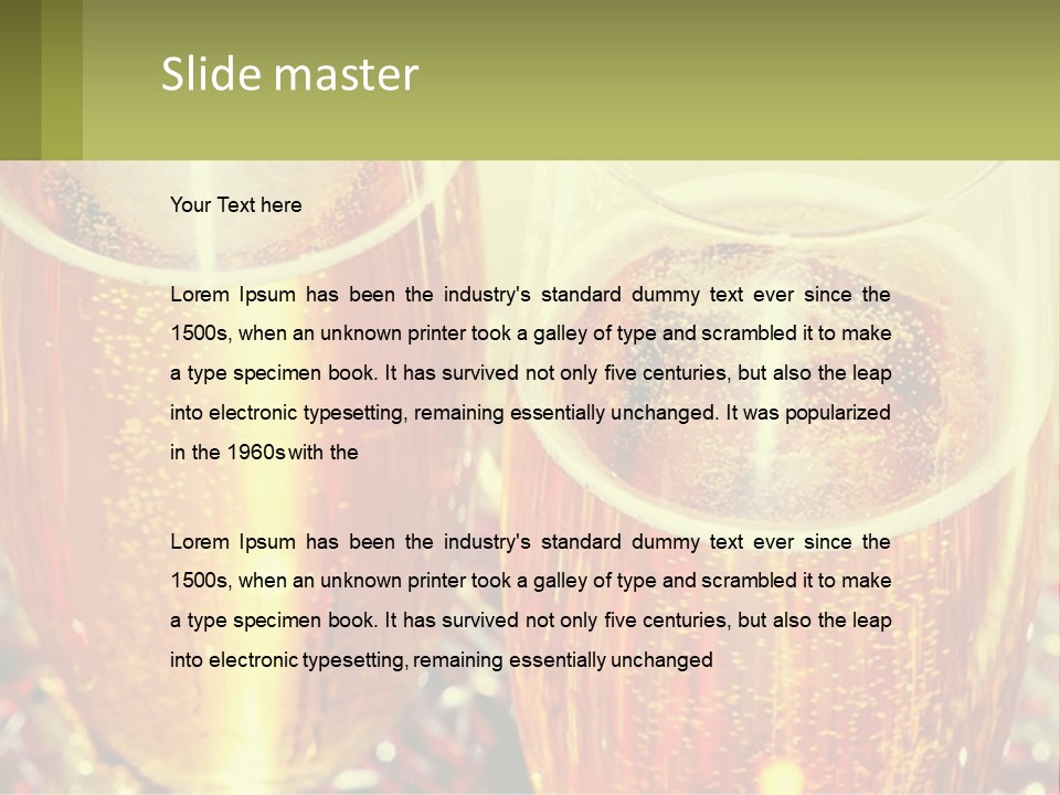 Two Glasses Of Beer With Bubbles On A Table PowerPoint Template