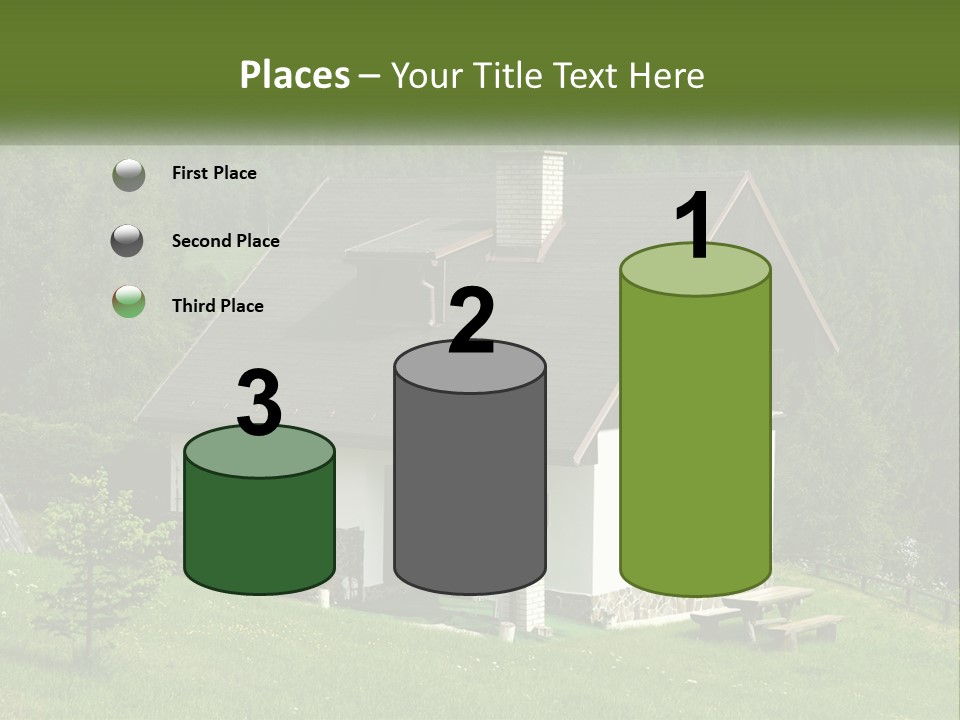 A House In The Middle Of A Field With Trees In The Background PowerPoint Template