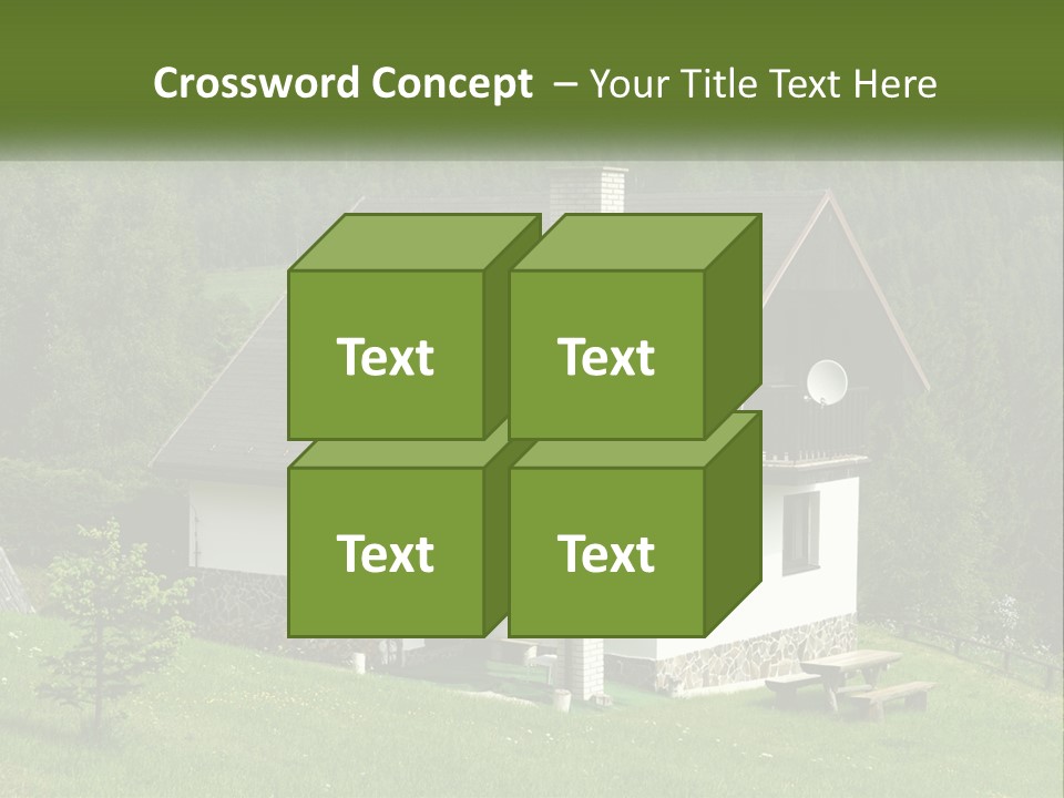 A House In The Middle Of A Field With Trees In The Background PowerPoint Template