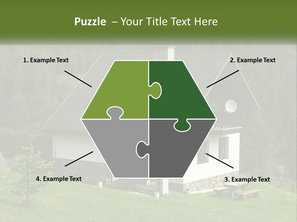 A House In The Middle Of A Field With Trees In The Background PowerPoint Template