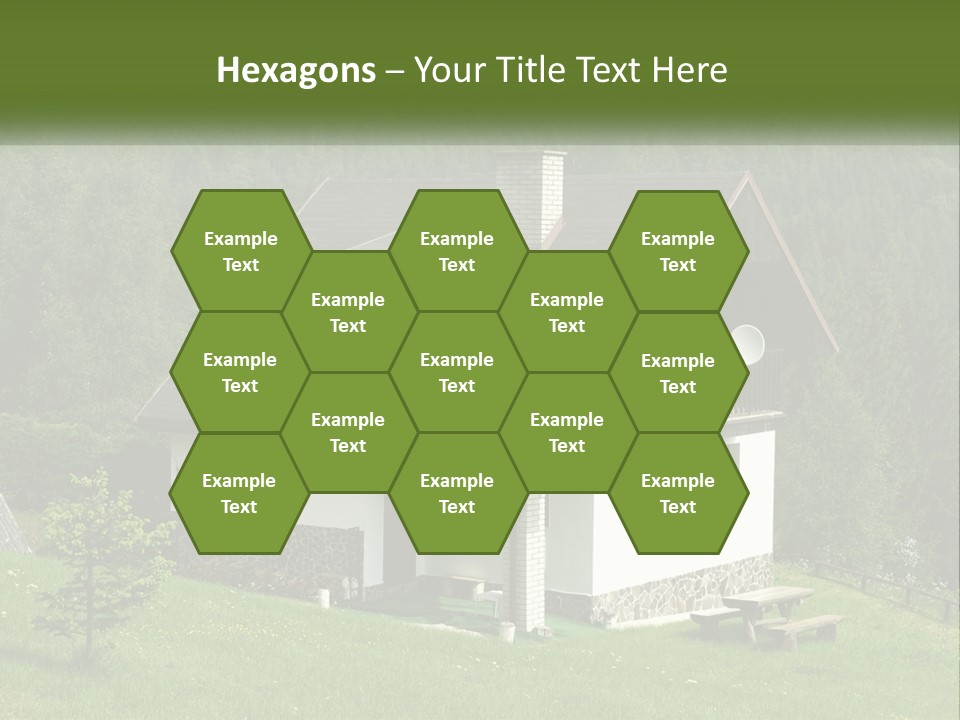 A House In The Middle Of A Field With Trees In The Background PowerPoint Template