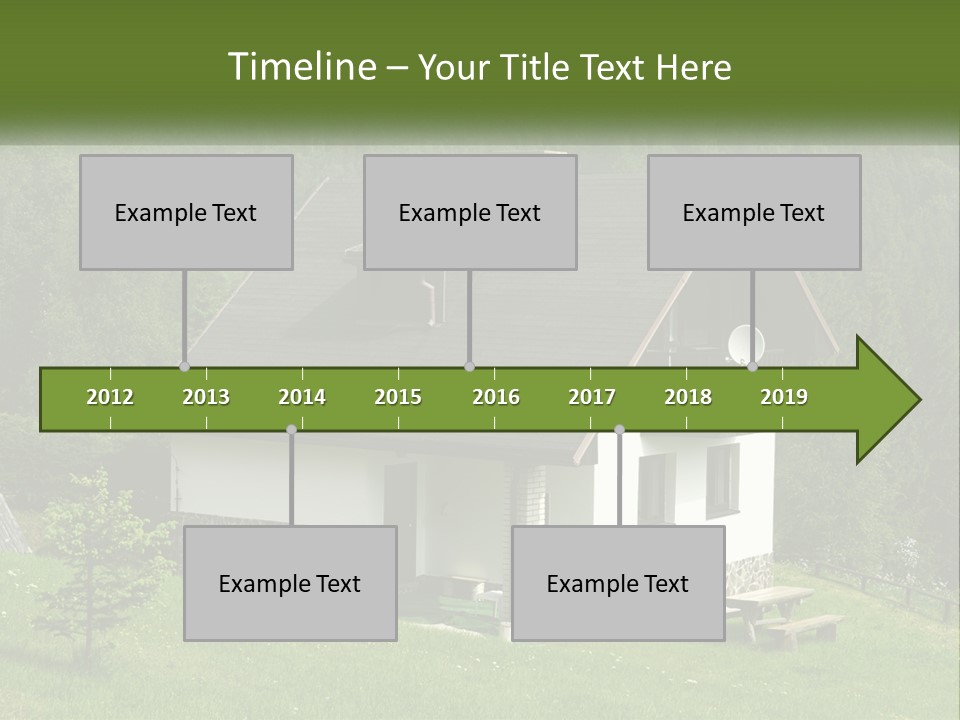 A House In The Middle Of A Field With Trees In The Background PowerPoint Template