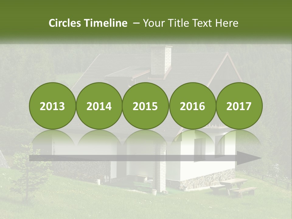 A House In The Middle Of A Field With Trees In The Background PowerPoint Template