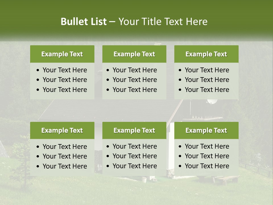 A House In The Middle Of A Field With Trees In The Background PowerPoint Template