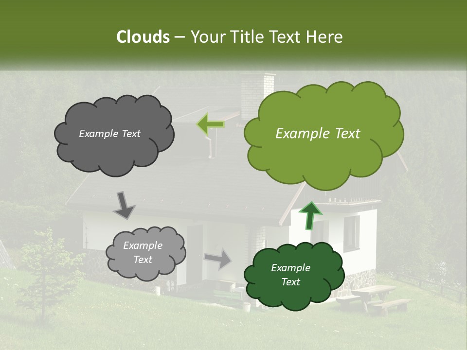 A House In The Middle Of A Field With Trees In The Background PowerPoint Template