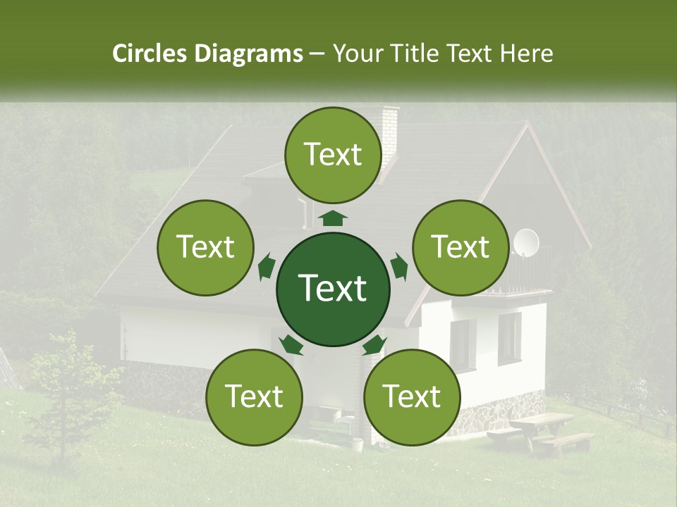 A House In The Middle Of A Field With Trees In The Background PowerPoint Template