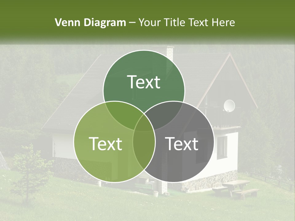 A House In The Middle Of A Field With Trees In The Background PowerPoint Template