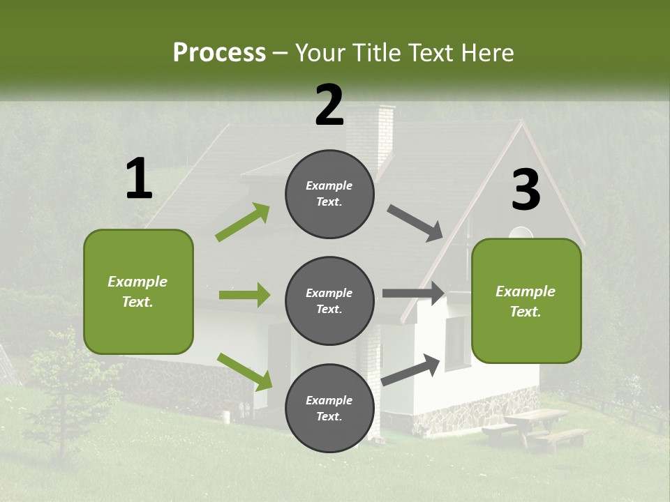 A House In The Middle Of A Field With Trees In The Background PowerPoint Template