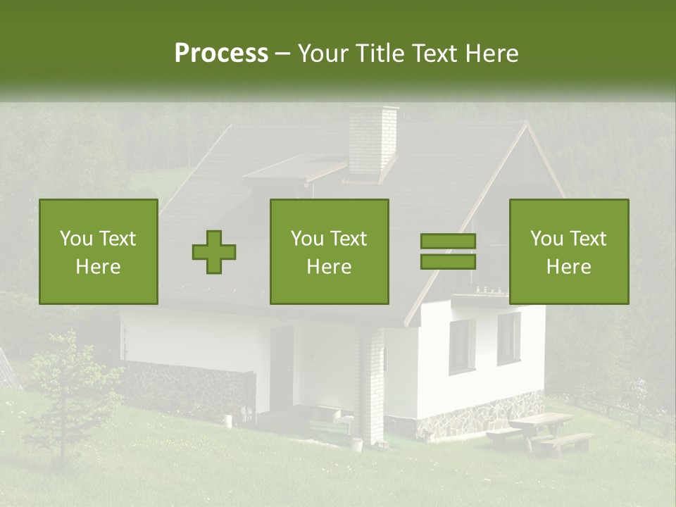 A House In The Middle Of A Field With Trees In The Background PowerPoint Template