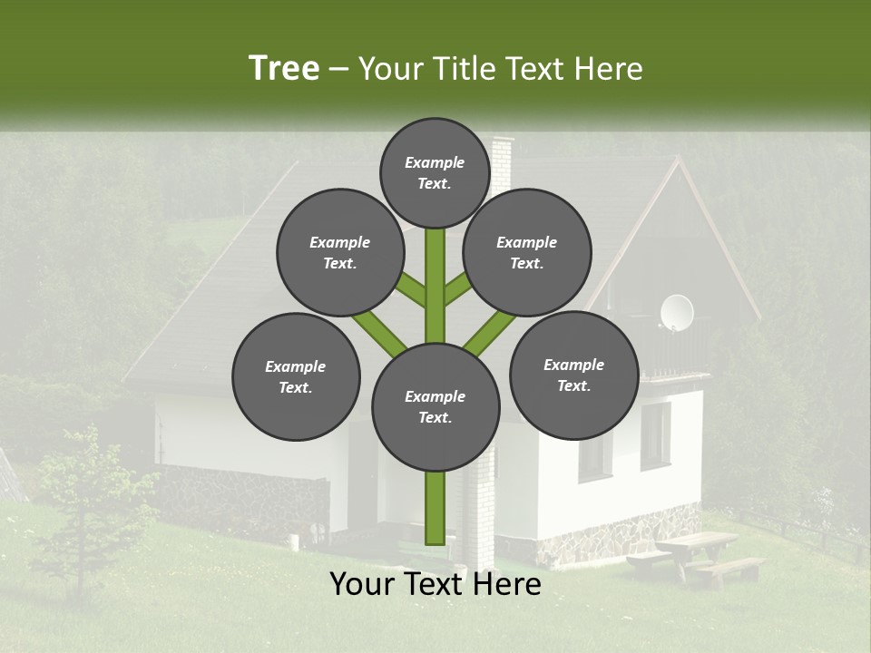 A House In The Middle Of A Field With Trees In The Background PowerPoint Template