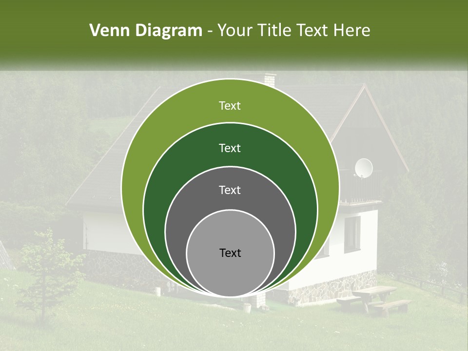 A House In The Middle Of A Field With Trees In The Background PowerPoint Template