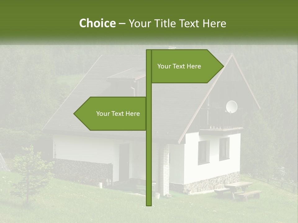 A House In The Middle Of A Field With Trees In The Background PowerPoint Template