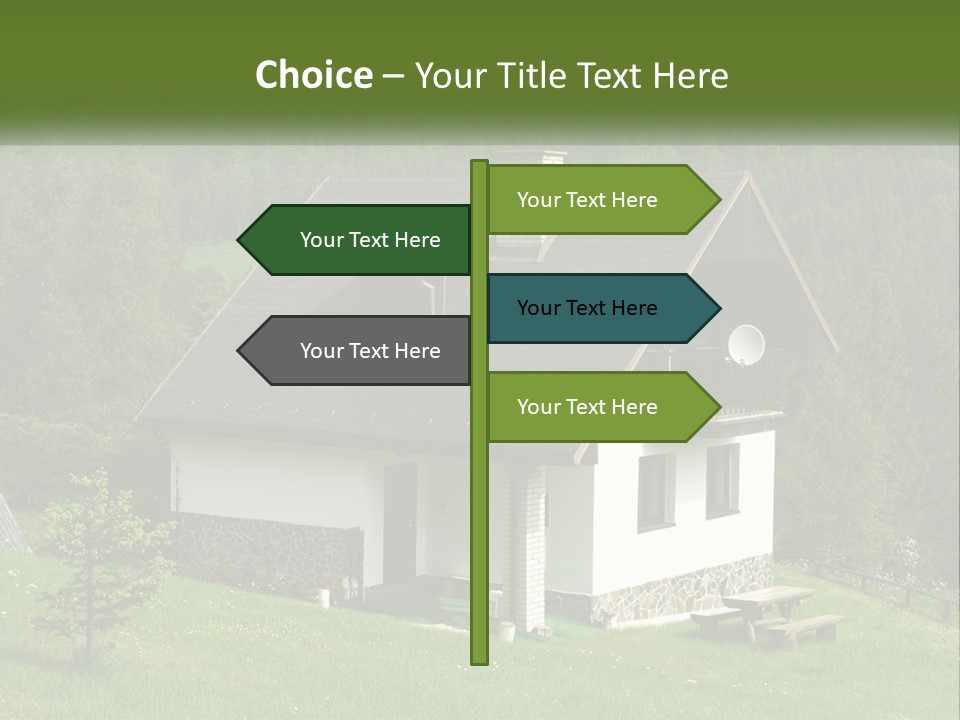 A House In The Middle Of A Field With Trees In The Background PowerPoint Template