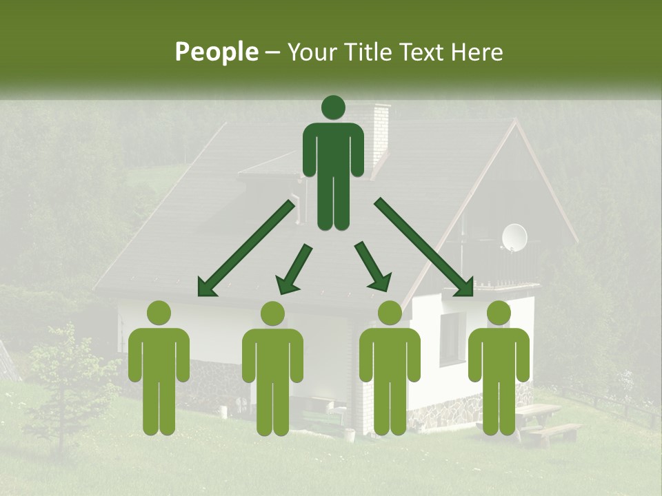 A House In The Middle Of A Field With Trees In The Background PowerPoint Template