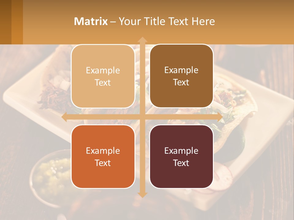 Three Tacos On A Plate With Sauces On The Side PowerPoint Template