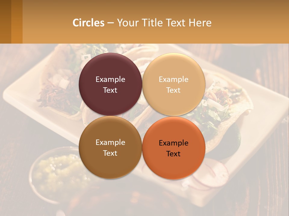 Three Tacos On A Plate With Sauces On The Side PowerPoint Template