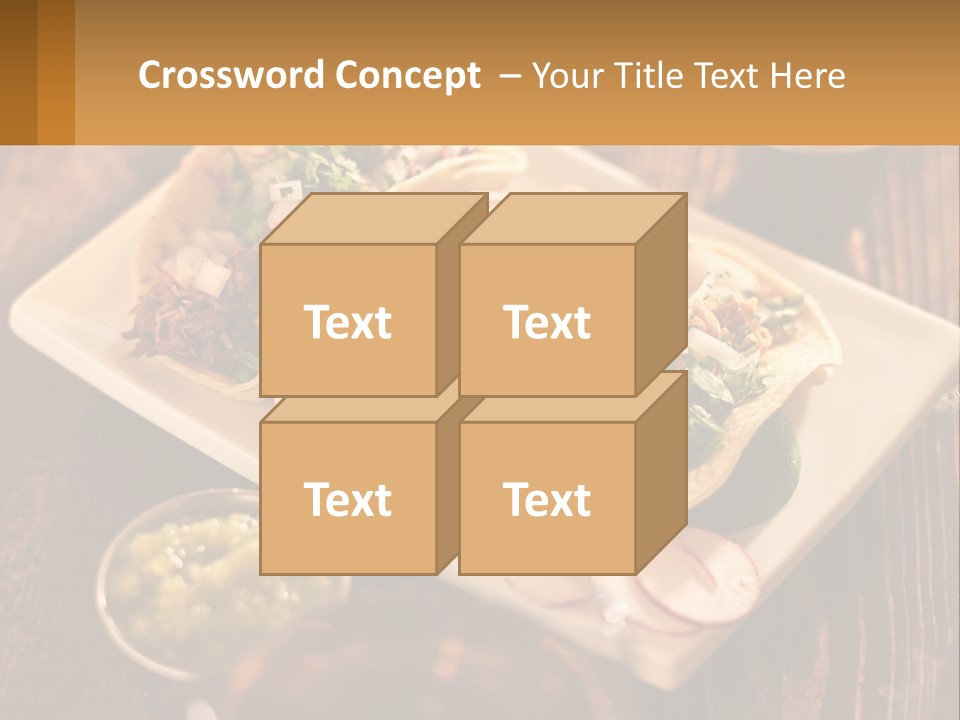 Three Tacos On A Plate With Sauces On The Side PowerPoint Template