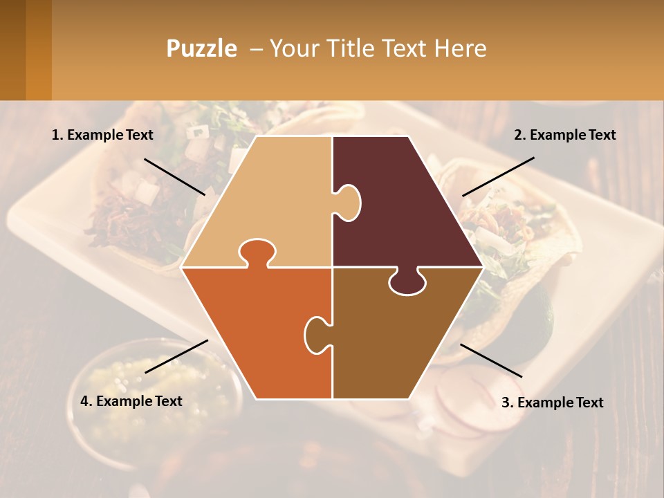 Three Tacos On A Plate With Sauces On The Side PowerPoint Template