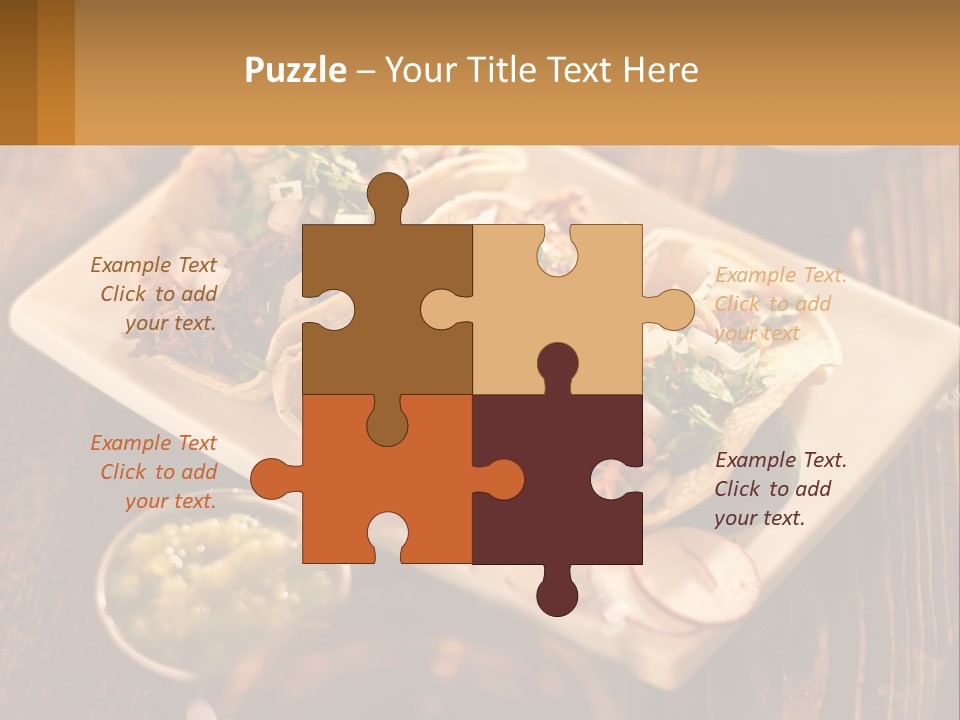 Three Tacos On A Plate With Sauces On The Side PowerPoint Template
