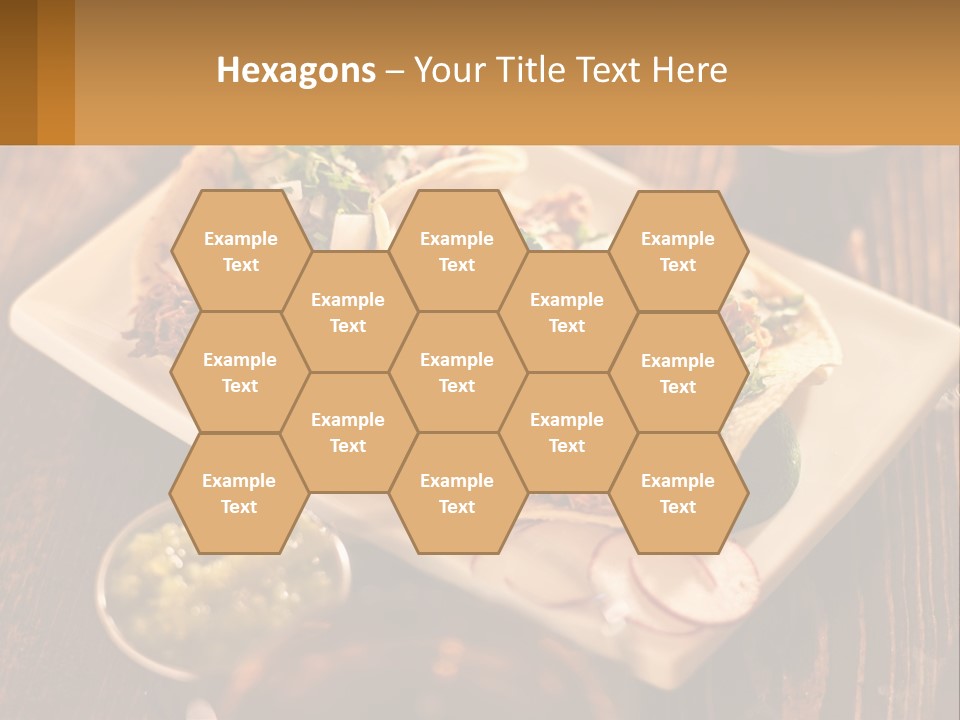 Three Tacos On A Plate With Sauces On The Side PowerPoint Template