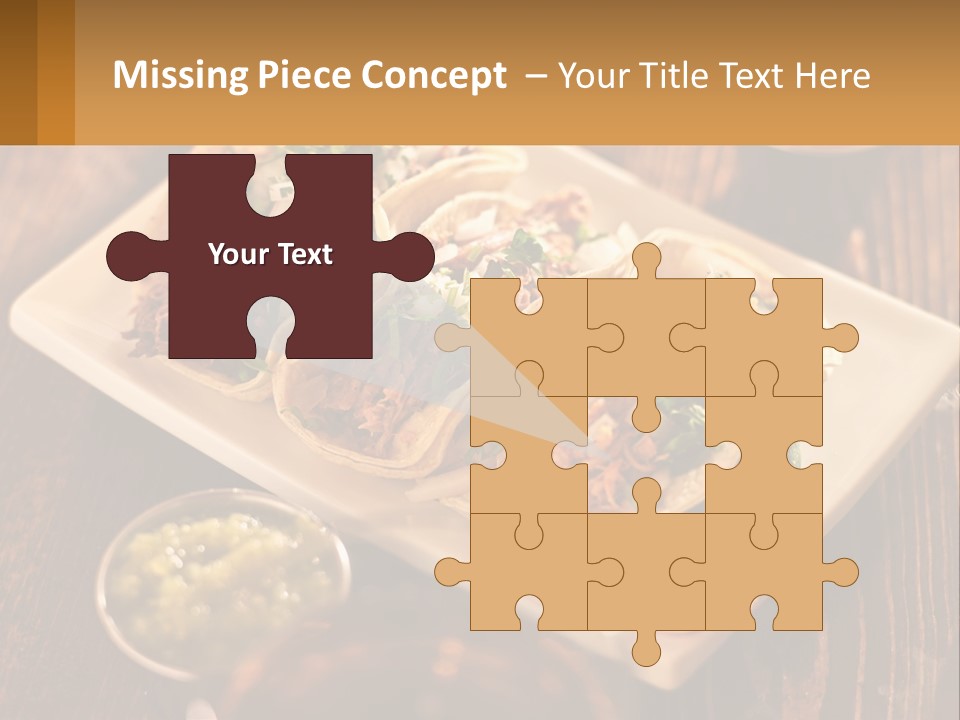 Three Tacos On A Plate With Sauces On The Side PowerPoint Template