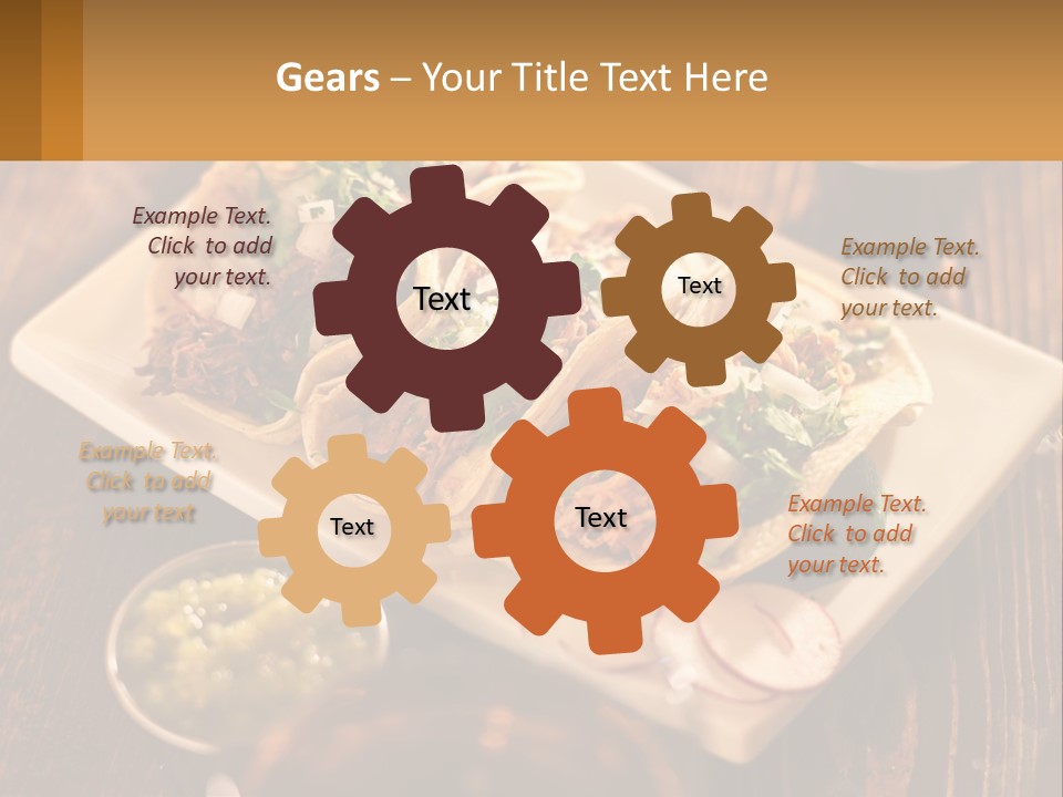 Three Tacos On A Plate With Sauces On The Side PowerPoint Template