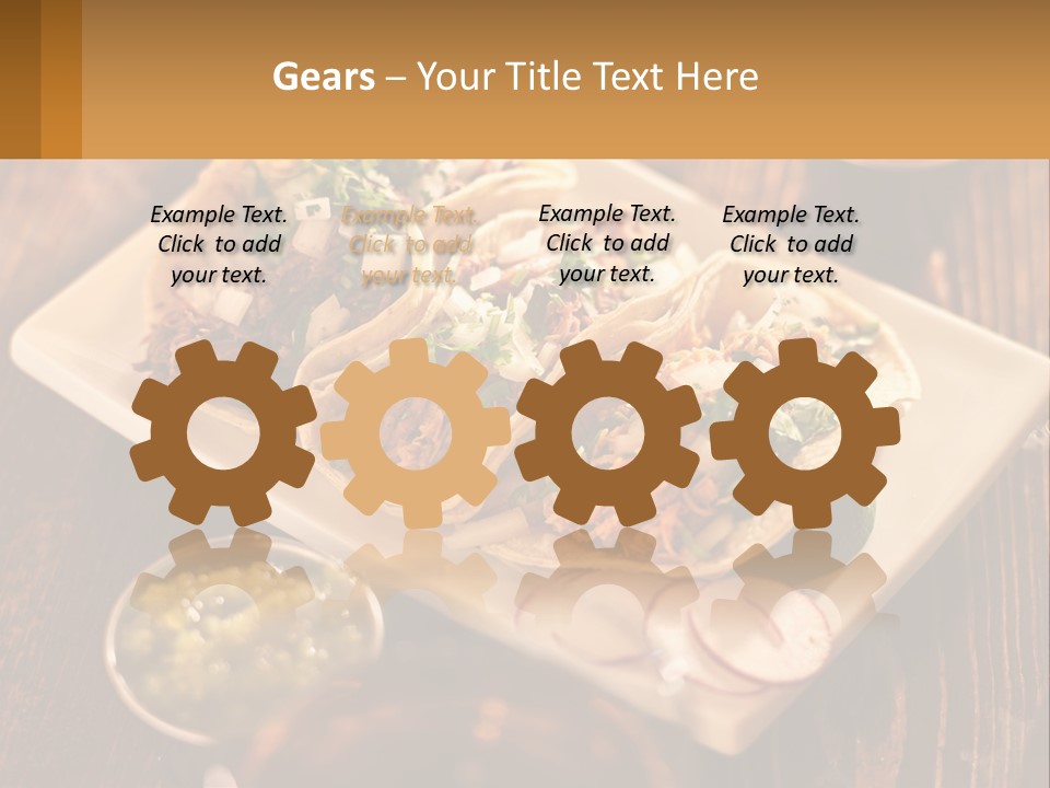 Three Tacos On A Plate With Sauces On The Side PowerPoint Template