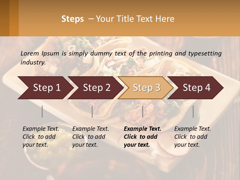 Three Tacos On A Plate With Sauces On The Side PowerPoint Template