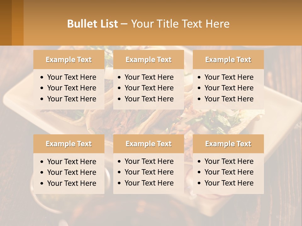 Three Tacos On A Plate With Sauces On The Side PowerPoint Template