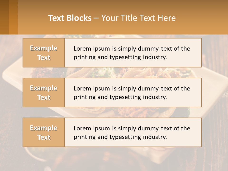 Three Tacos On A Plate With Sauces On The Side PowerPoint Template
