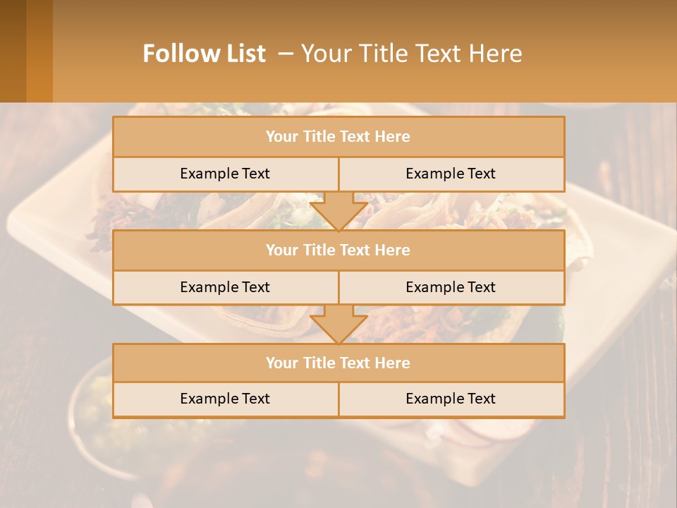 Three Tacos On A Plate With Sauces On The Side PowerPoint Template