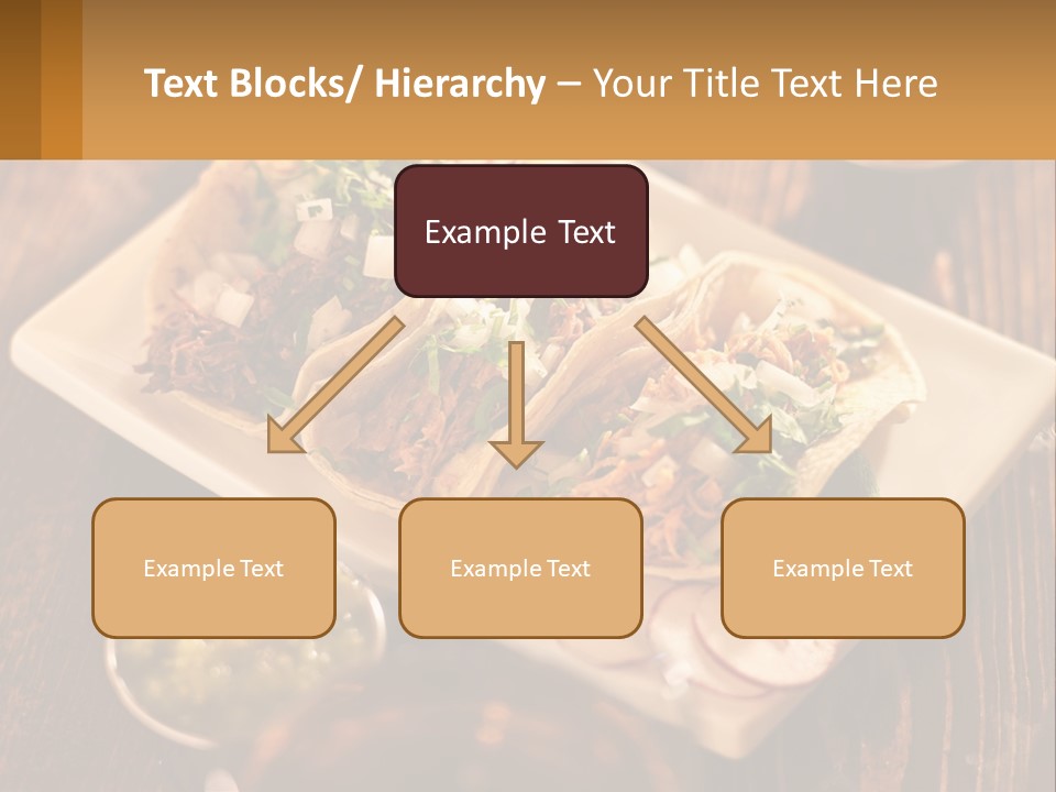 Three Tacos On A Plate With Sauces On The Side PowerPoint Template
