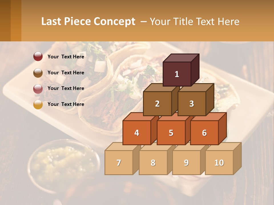 Three Tacos On A Plate With Sauces On The Side PowerPoint Template