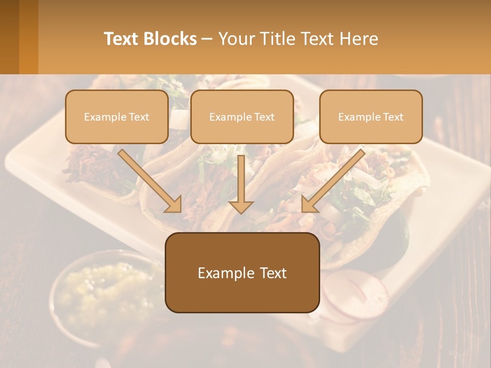 Three Tacos On A Plate With Sauces On The Side PowerPoint Template